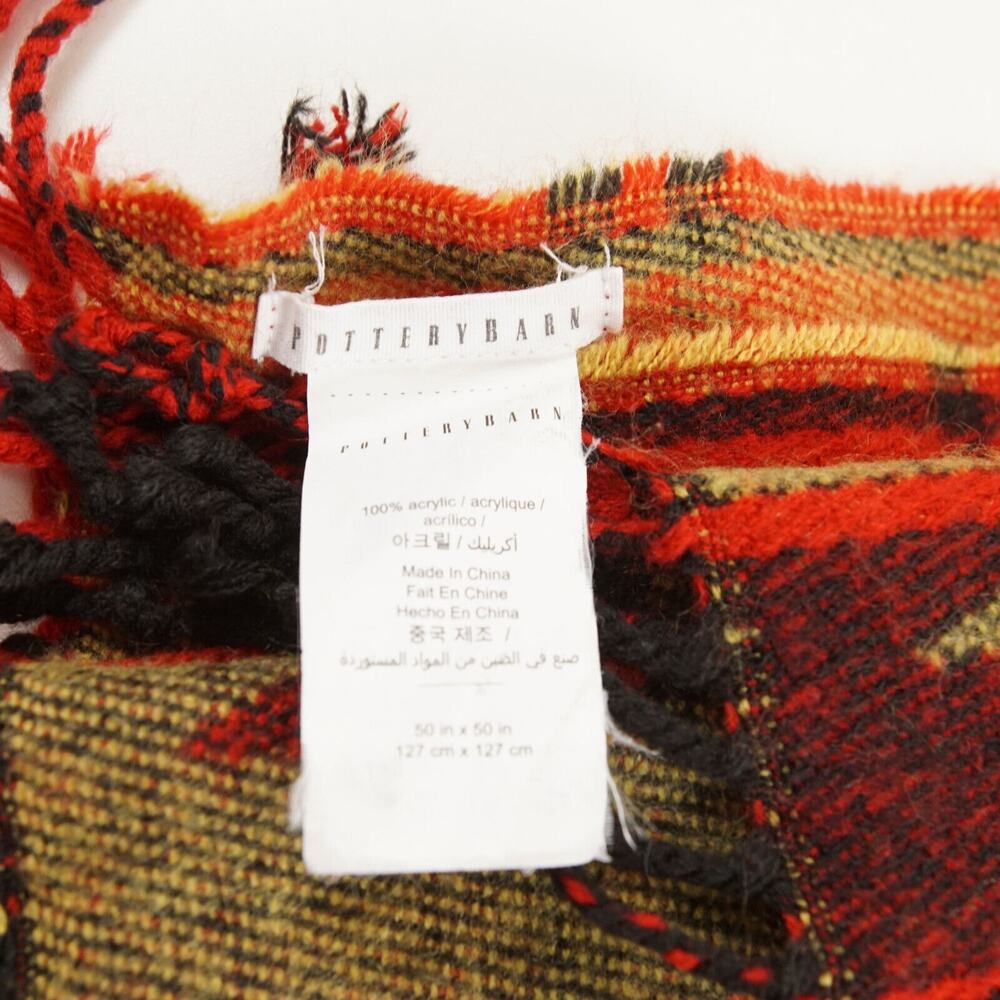 Pottery Barn 50 in x 50 in Red Black Tartan Plaid Fringe Throw Blanket - Picture 7 of 11